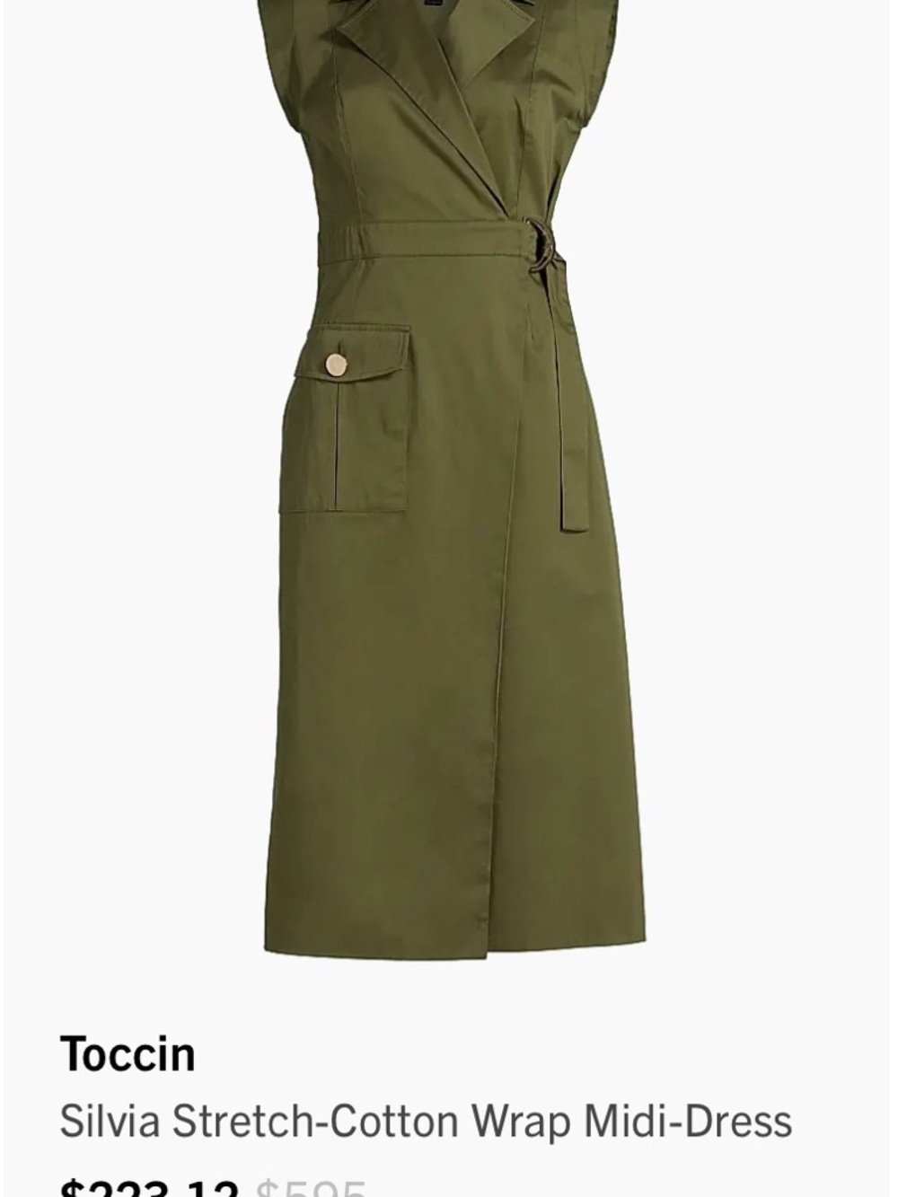 Toccin Silvia Olive Wrap Asymmetrical Midi Dress with Belt